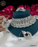 Dazzling Alloy Silver Plated CZ Stone Choker Necklace JH3146