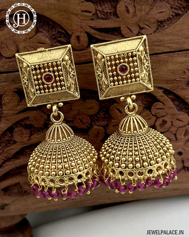 Stately Pattern 22K Gold Earrings