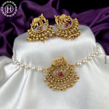 Gold Finish Pearls Necklace Set JH3797