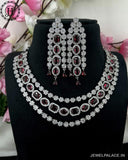 Beautiful Rhodium Plated Alloy AD Stone Three Layers Premium Necklace JH4128