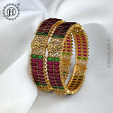 Exclusive Gold Plated Kemp Stone Temple Bangles JH5245